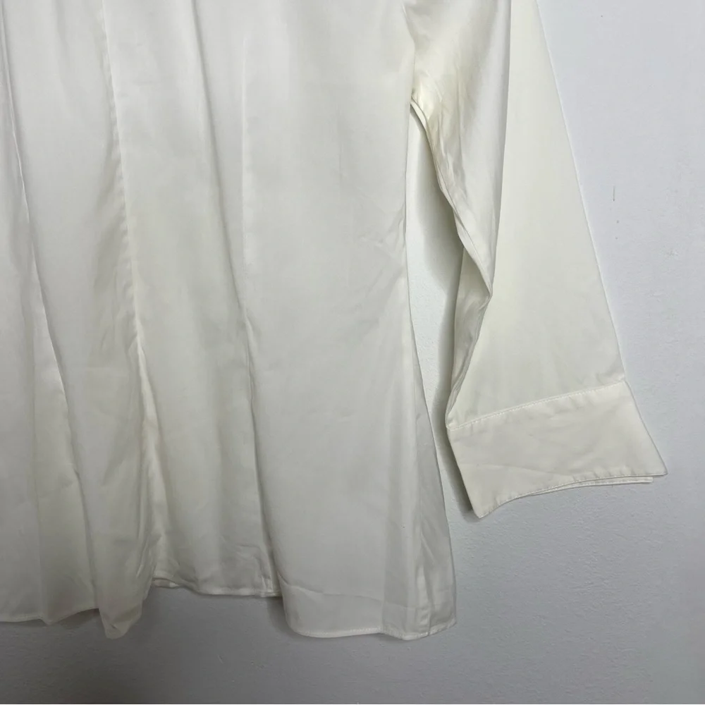 Lafayette 148 Ivory Pleaded Front Button Down Shirt Blouse Top Size 6 - Picture 16 of 16